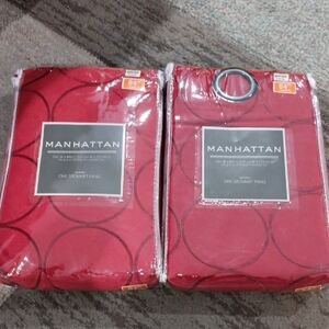 Manhattan Red Grommet Panel Curtains